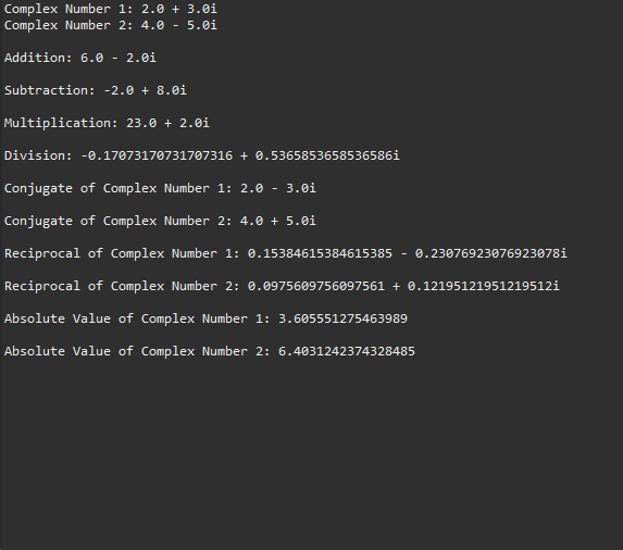 Java Complex Number